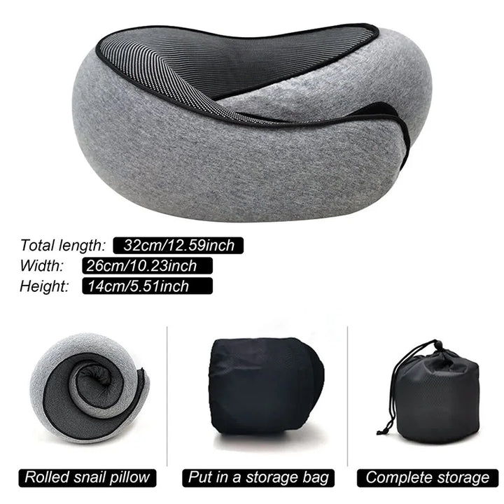 Travel Neck Pillow Memory Foam U-shaped Pillow Snail Style Travel Neck Support Portable Adjustable Soft Noon Break Sleep Pillows UNINEED