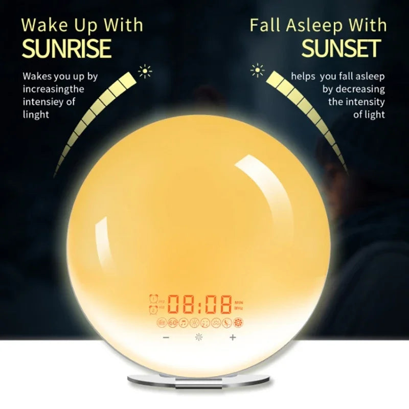 Smart Sunrise Sunset LED Digital Alarm Clock Wake Up Light - UNINEED