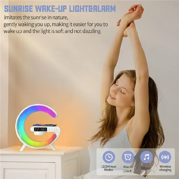 RGB Night Light Lamp Multifunction Alarm Clock  Blueotooth Speaker 15W Wireless Charger - UNINEED