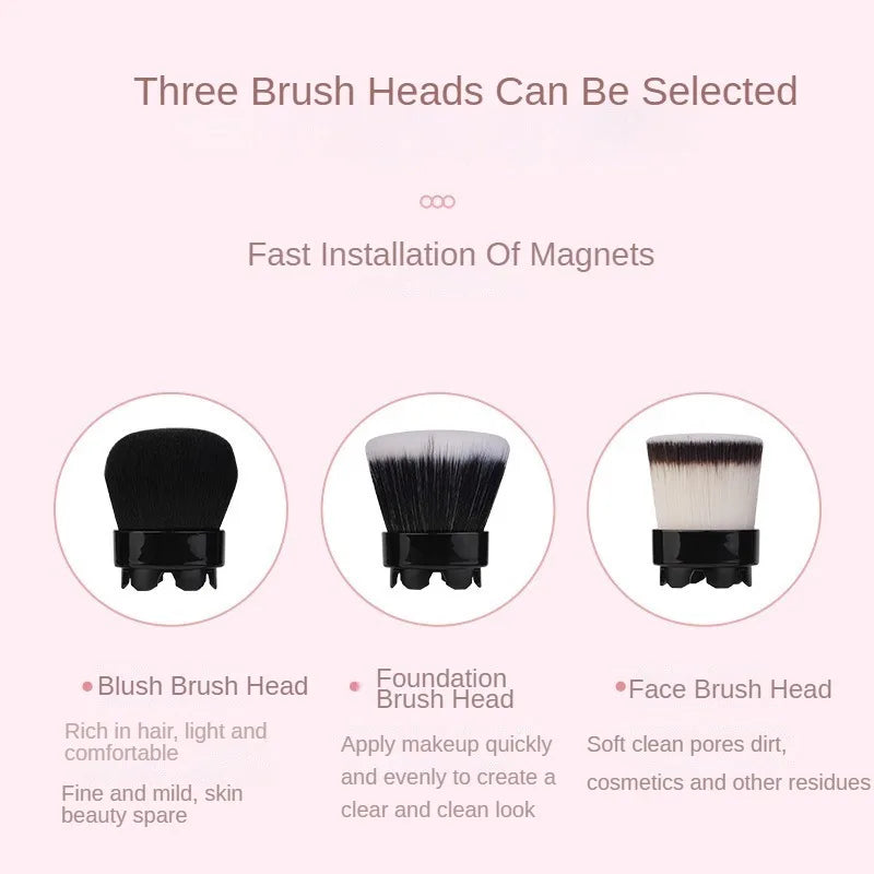 New 3in1 Vibration Makeup Brush 360 ° Automatic Rotation for Quick Face Makeup Powder Blush Electric Applicator Cosmetics Tools UNINEED