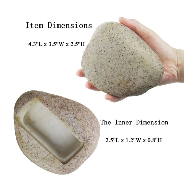 Imitation Stone Key Holder Safe Outdoor Fake Rock Key Hider Garden Decoration Secret Compartment Realistic Storage Box UNINEED