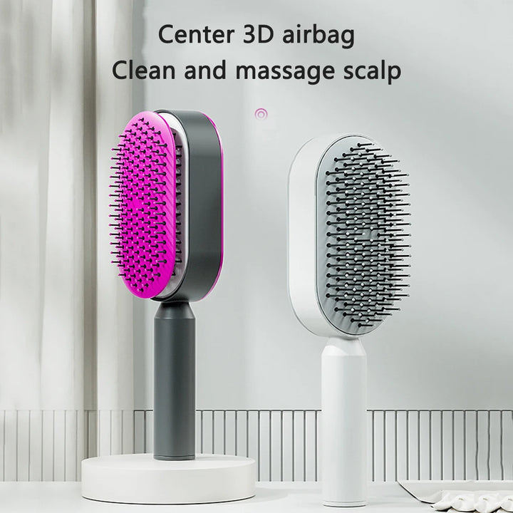 Self Cleaning Hair Brush for Women One-Key Quick Hair Comb 3D Air Cushion Scalp Massage Brush Hair Styling Tools Comb for Hair UNINEED