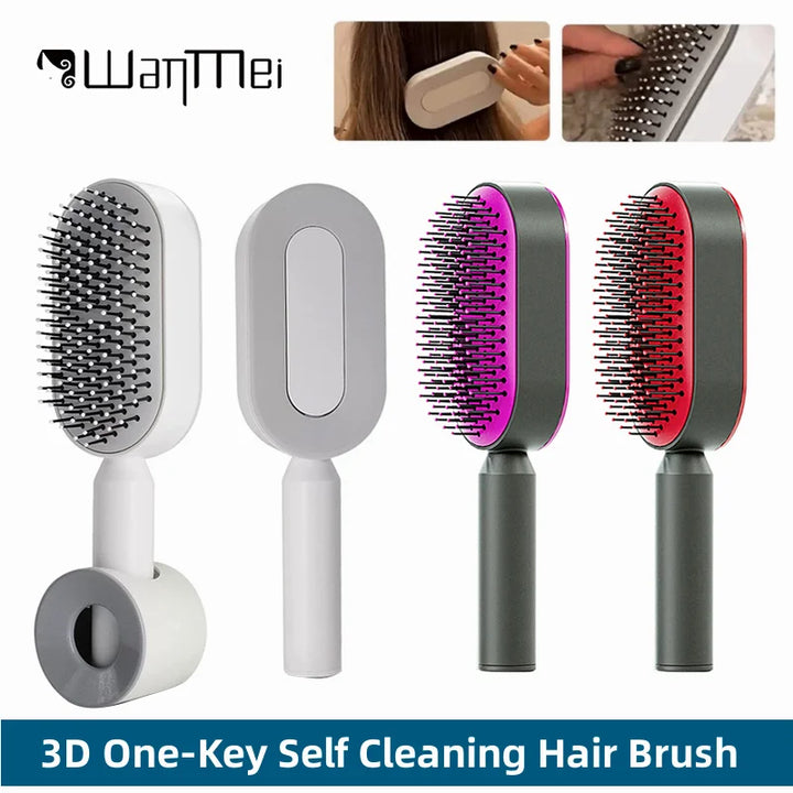 Self Cleaning Hair Brush for Women One-Key Quick Hair Comb 3D Air Cushion Scalp Massage Brush Hair Styling Tools Comb for Hair UNINEED