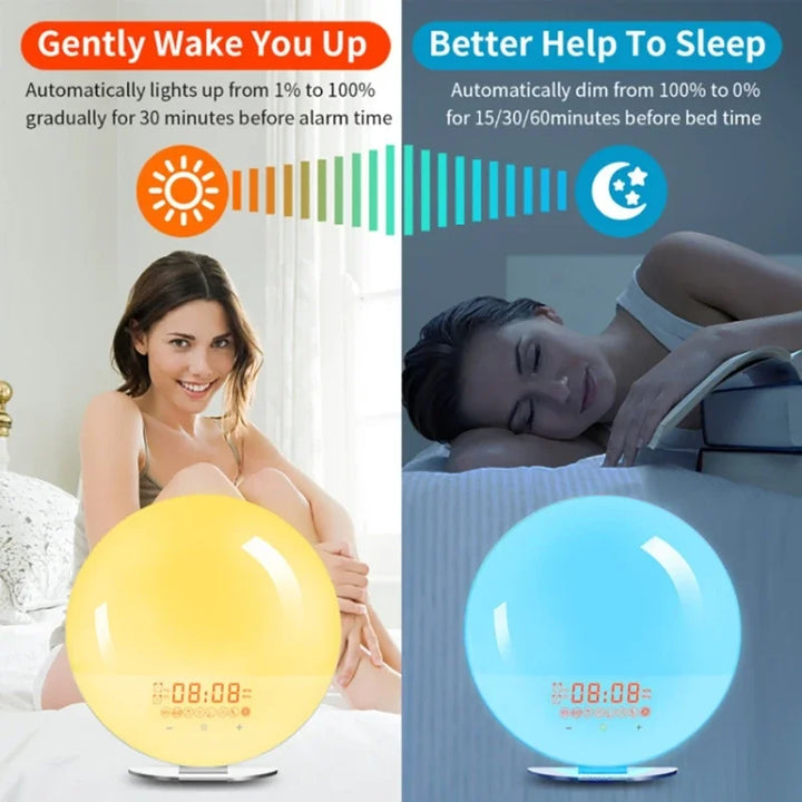 Smart Sunrise Sunset LED Digital Alarm Clock Wake Up Light - UNINEED