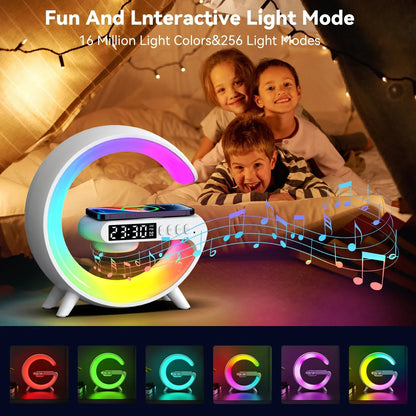 RGB Night Light Lamp Multifunction Alarm Clock  Blueotooth Speaker 15W Wireless Charger - UNINEED